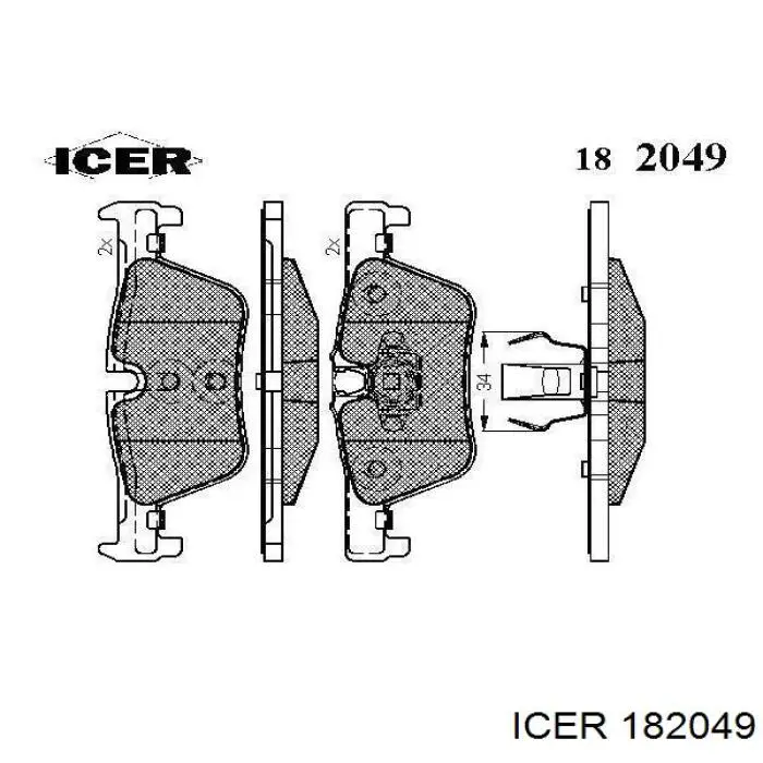 Задние тормозные колодки 182049 Icer