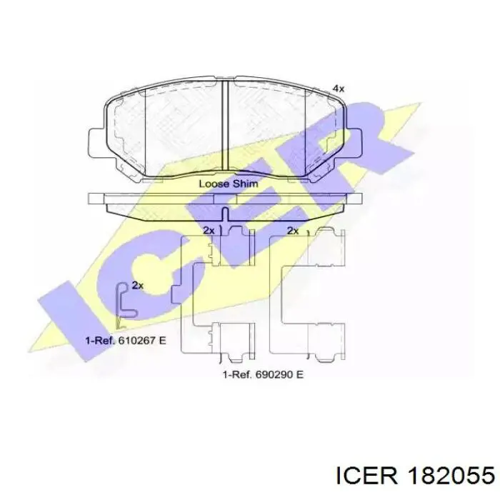 Передние тормозные колодки 182055 Icer