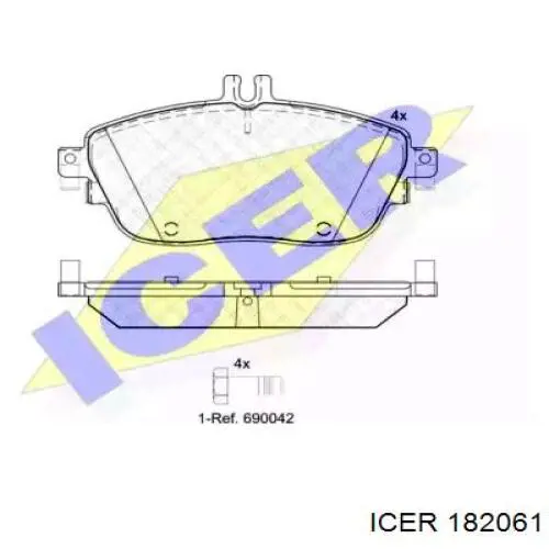 Передние тормозные колодки 182061 Icer