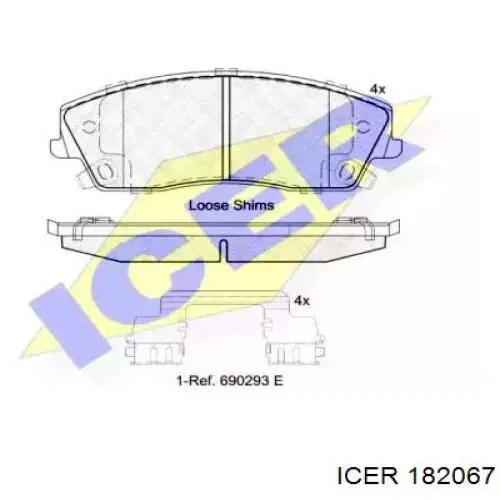 182067 Icer колодки тормозные передние дисковые