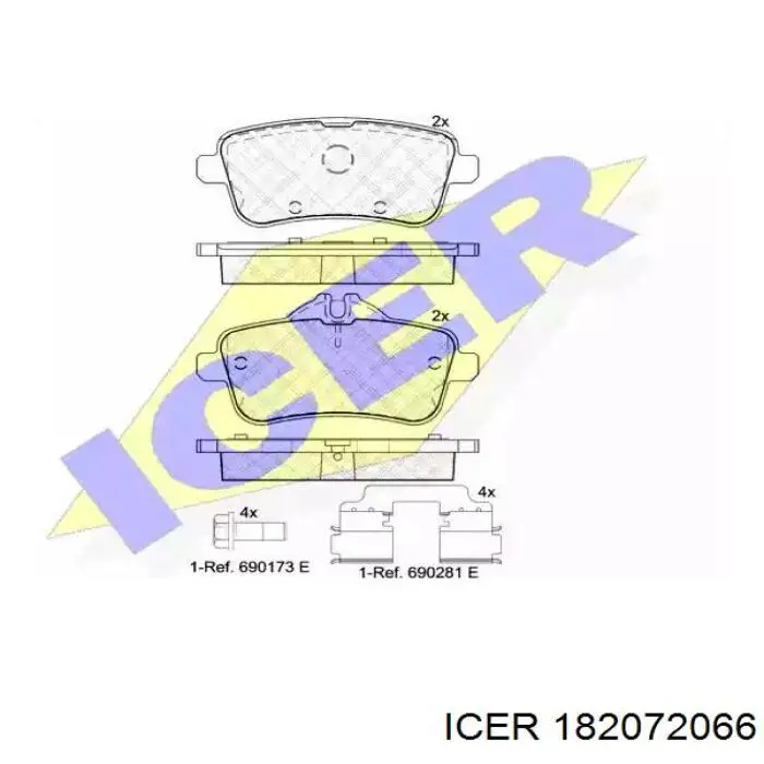Задние тормозные колодки 182072066 Icer