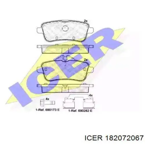 Задние тормозные колодки 182072067 Icer