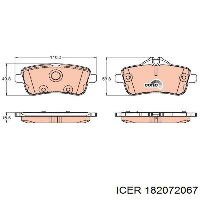Задние тормозные колодки 182072067 Icer