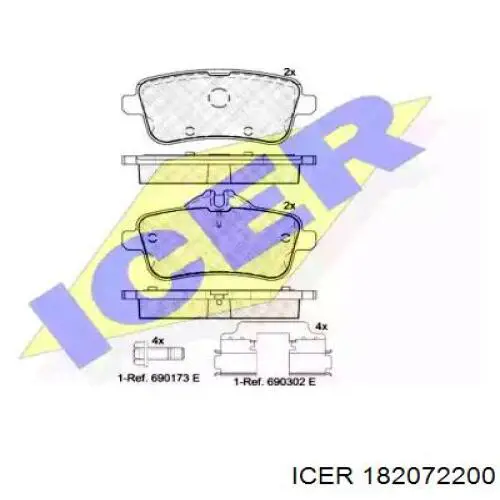 Задние тормозные колодки 182072200 Icer