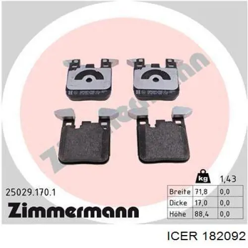 Колодки дисковые  Icer 182092 цена, от 67.96 USD