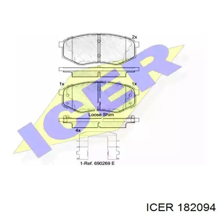 Передние тормозные колодки 182094 Icer