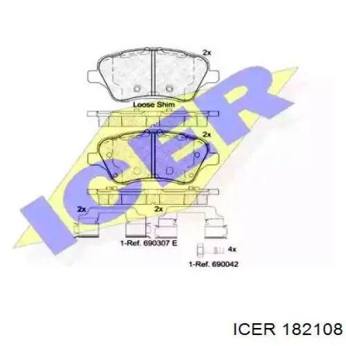 Передние тормозные колодки 182108 Icer