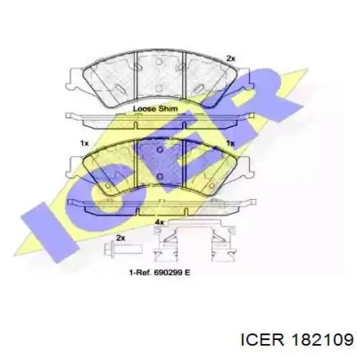 Передние тормозные колодки 182109 Icer