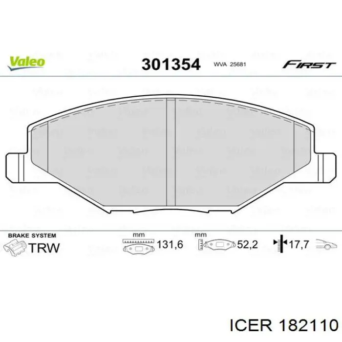 Купить 182110 Icer Колодки тормозные