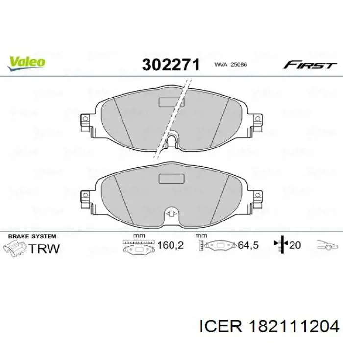 Тормозные колодки Icer 182111204