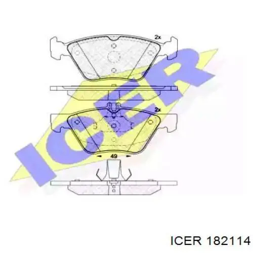 182114 Icer колодки тормозные передние дисковые