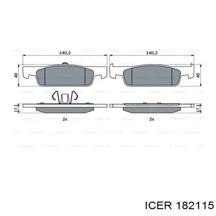 Передние тормозные колодки 182115 Icer