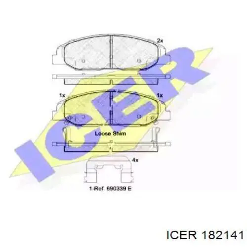 182141 Icer колодки тормозные передние дисковые