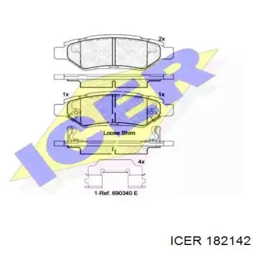 Задние тормозные колодки 182142 Icer