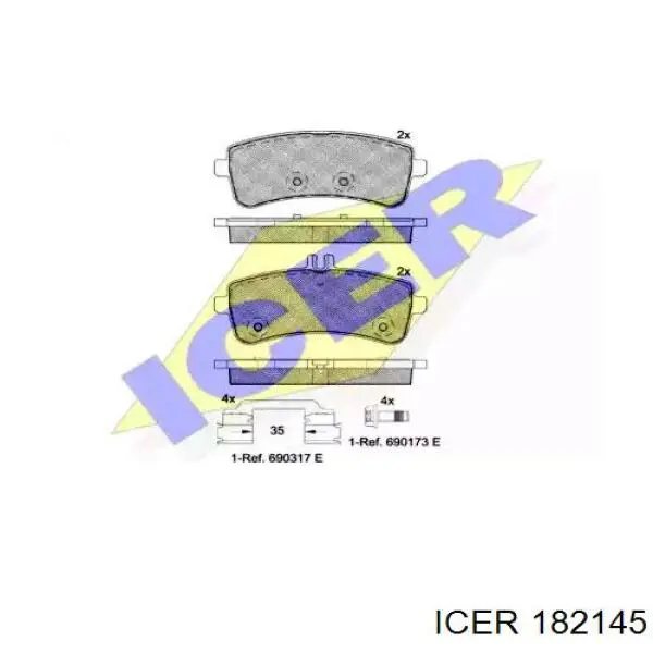 Задние тормозные колодки 182145 Icer