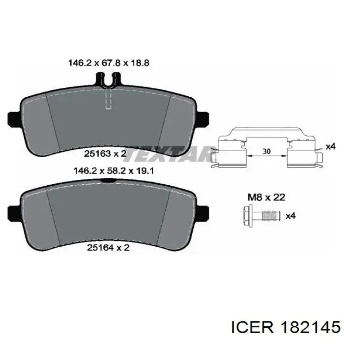 Pastillas de freno traseras 182145 Icer