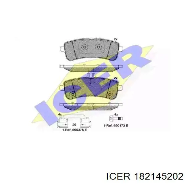 Задние тормозные колодки 182145202 Icer