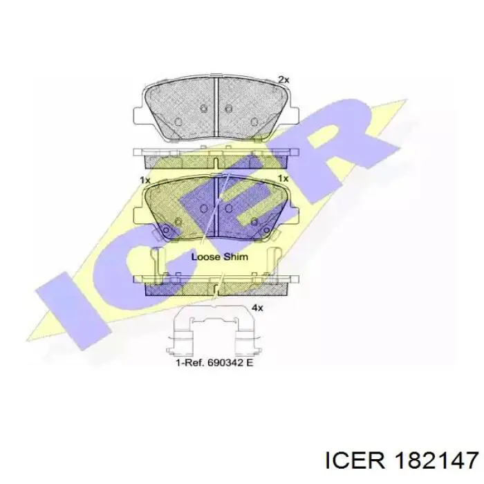 Передние тормозные колодки 182147 Icer