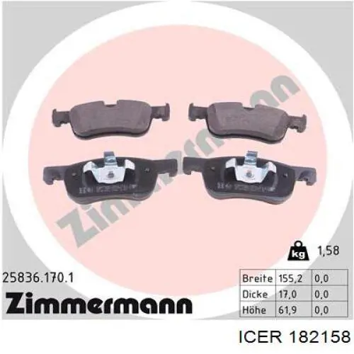 Купить 182158 Icer Колодки тормозные