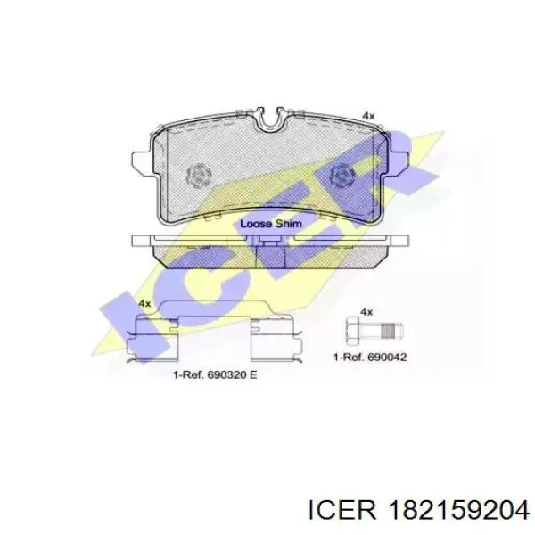 Задние тормозные колодки 182159204 Icer