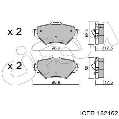 Купить 182162 Icer Колодки тормозные задние, дисковые