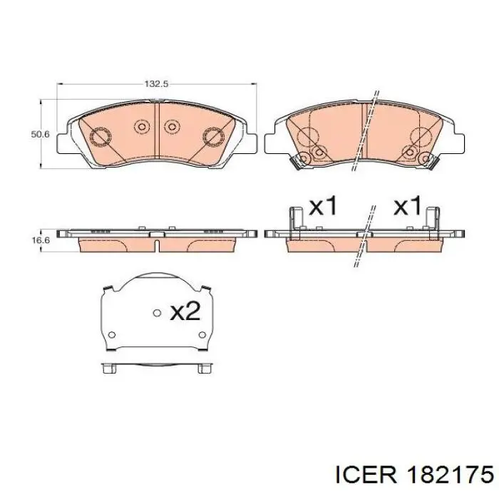 Передние тормозные колодки 182175 Icer