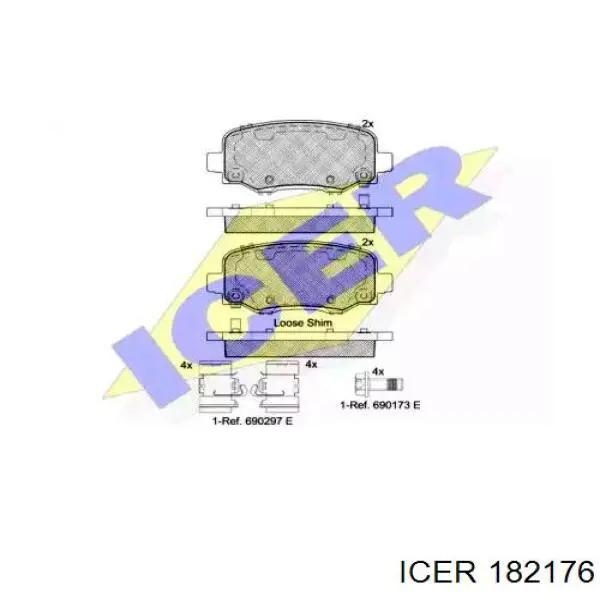 Купить 182176 Icer Колодки тормозные задние, дисковые