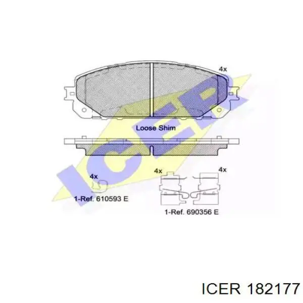 Передние тормозные колодки 182177 Icer