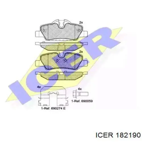 Задние тормозные колодки 182190 Icer