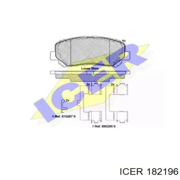 Передние тормозные колодки 182196 Icer