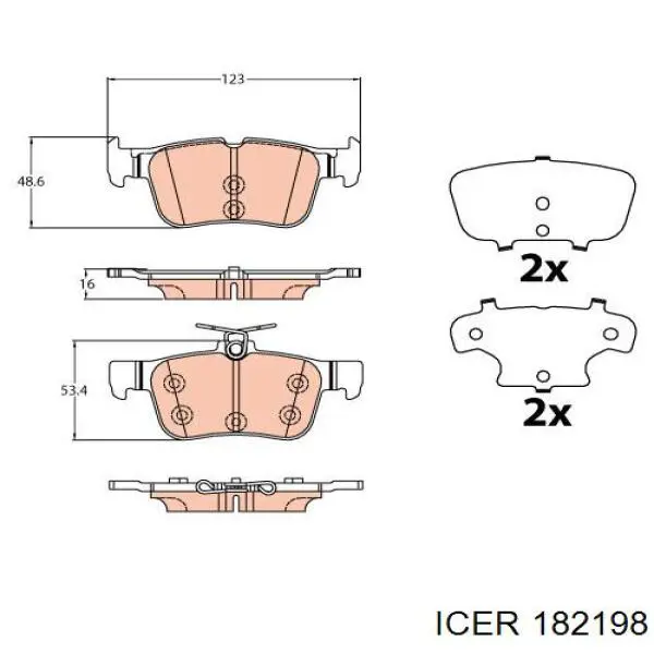 182198 Icer Колодки тормозные дисковые комплект
