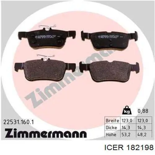 Колодки дисковые  Icer 182198 цена, от 22.55 USD