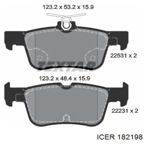 Купить 182198 Icer Колодки тормозные задние, дисковые