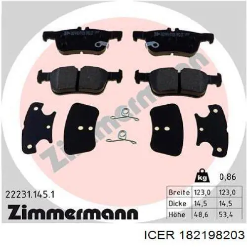 Задние дисковые колодки Icer 182198203
