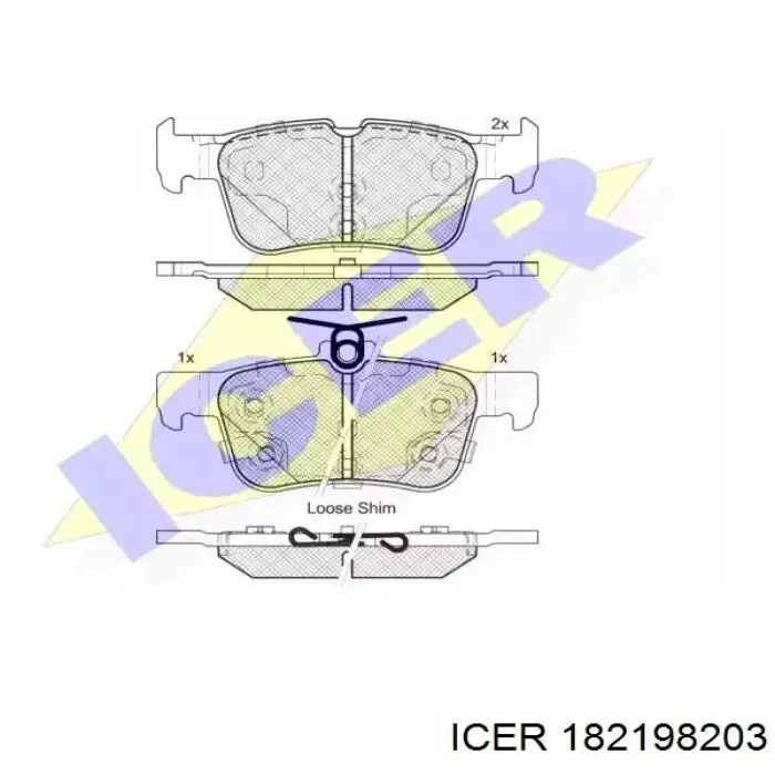 Задние тормозные колодки 182198203 Icer