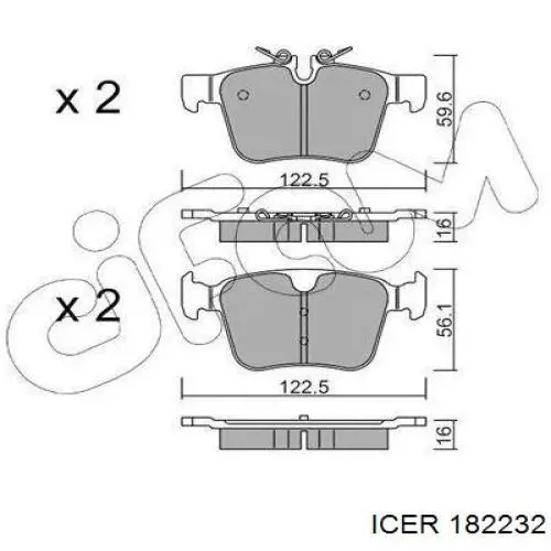 182232 Icer Колодки тормозные дисковые комплект