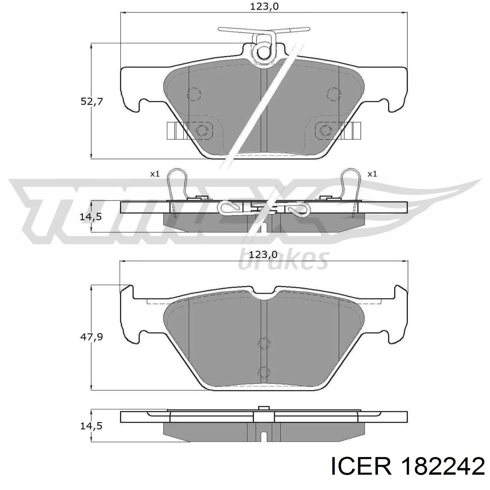 Задние тормозные колодки 182242 Icer
