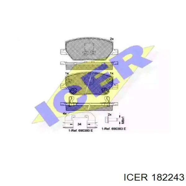 Передние тормозные колодки 182243 Icer