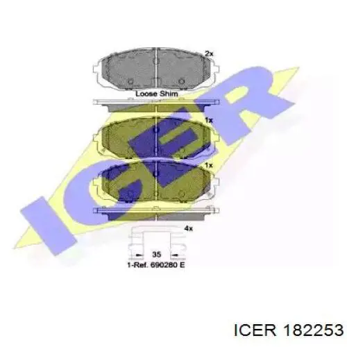 Передние тормозные колодки 182253 Icer