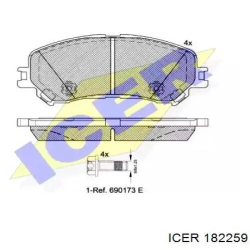 Передние тормозные колодки 182259 Icer