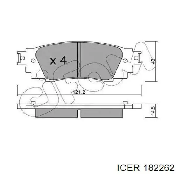 Задние тормозные колодки 182262 Icer