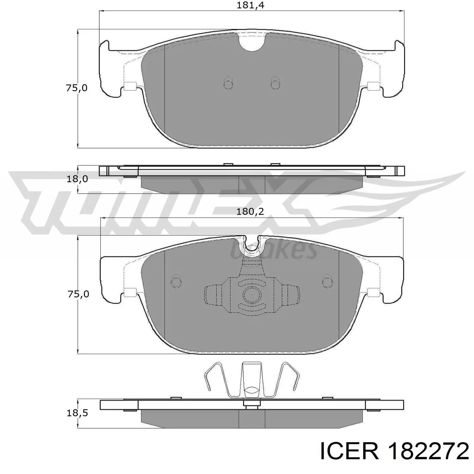 Передние тормозные колодки 182272 Icer