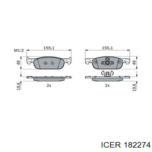 Передние тормозные колодки 182274 Icer