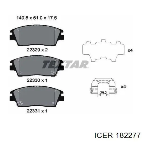 Передние тормозные колодки 182277 Icer
