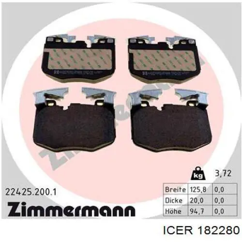 Передние тормозные колодки 182280 Icer