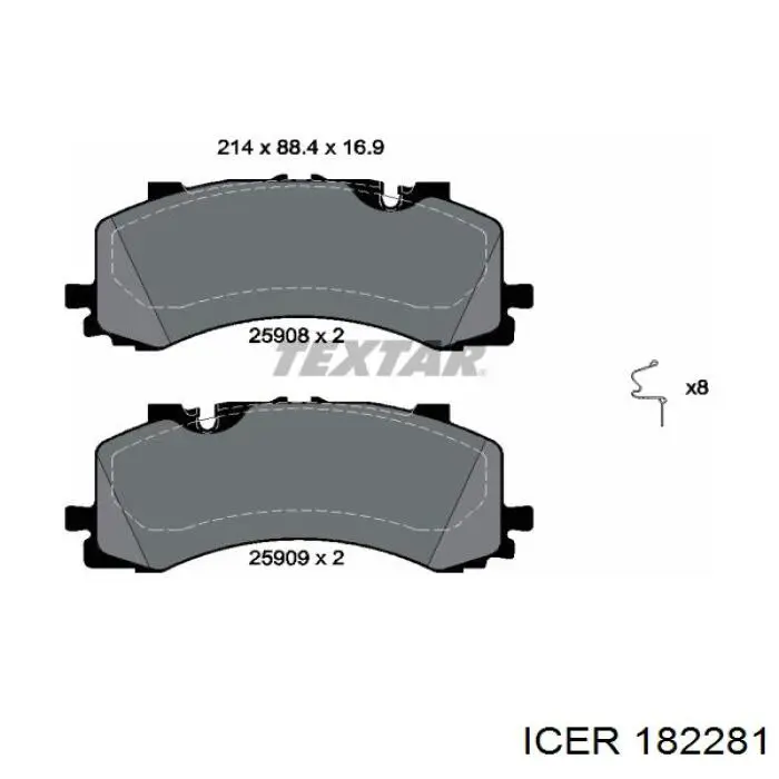 Передние тормозные колодки 182281 Icer