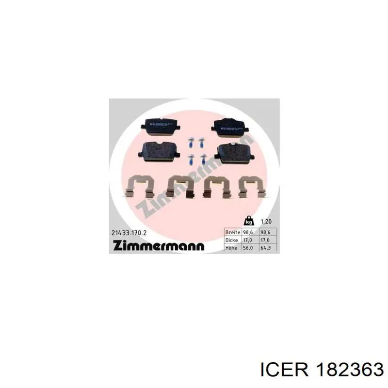 Задние тормозные колодки 182363 Icer