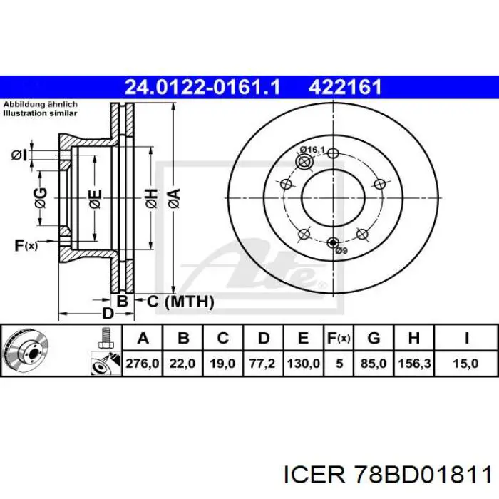 Передний тормозной диск Icer 78BD01811