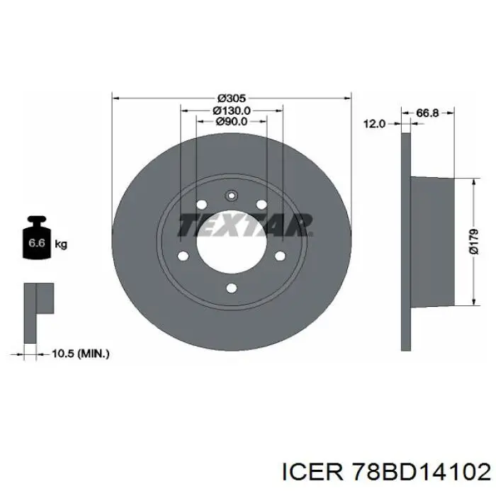 Купить 78BD14102 Icer Диск тормозной задний