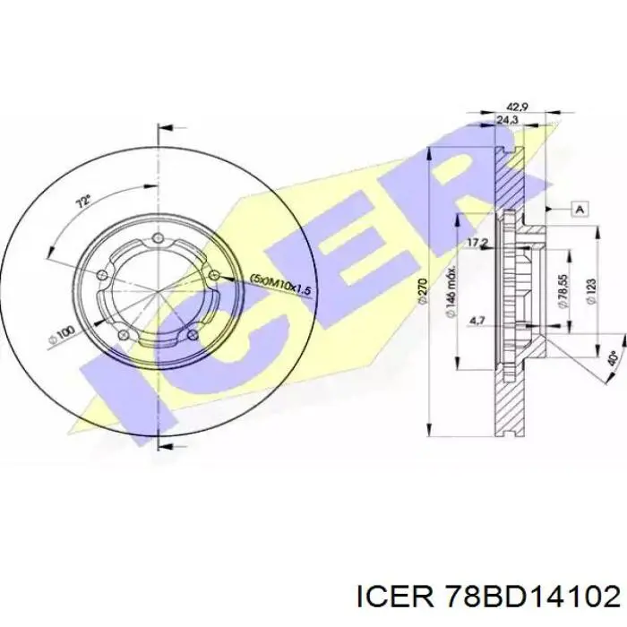 Задний дисковый тормоз Icer 78BD14102